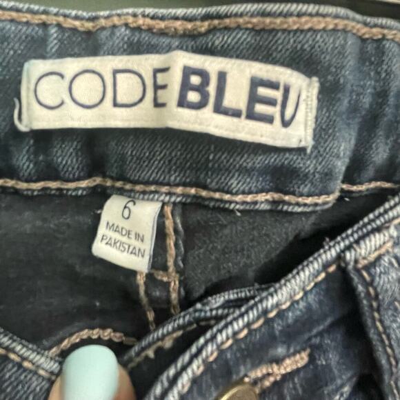 Code Bleu Size 6 Kensington Slim Straight Jean Back Flap Pockets Dark Wash - Picture 3 of 4